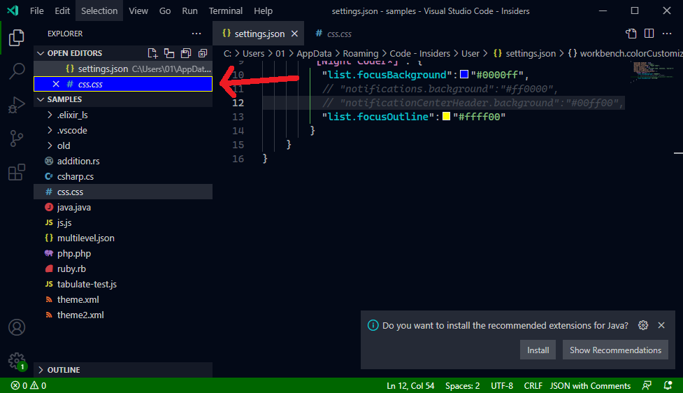 Add a color for focused notification item. · Issue #136627 · microsoft ...