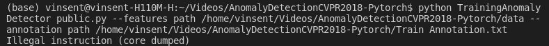 Core dumped Error · Issue #94 · ekosman/AnomalyDetectionCVPR2018 ...