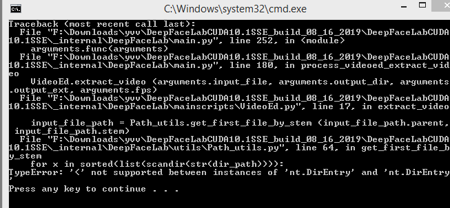 TraceBack issue? · Issue #355 · iperov/DeepFaceLab · GitHub