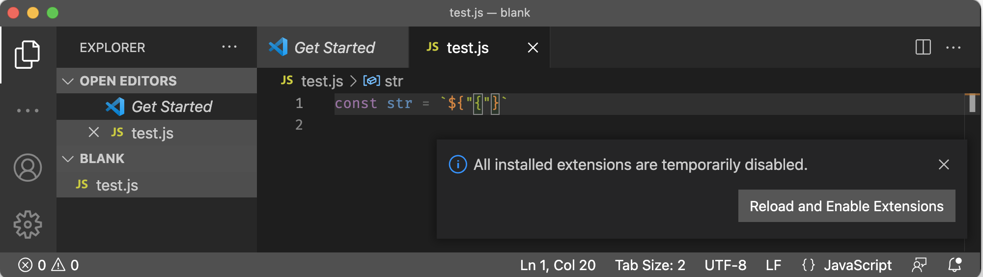 Brace inside stringliteral inside string template confuses JavaScript