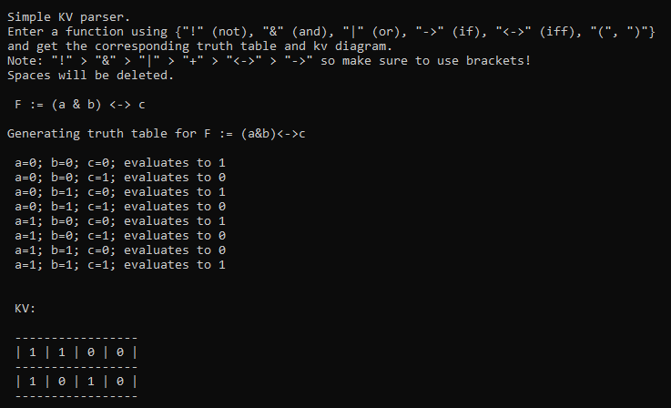 GitHub - c-rotte/kv-generator: Truth table and KV diagram (KV map) from ...
