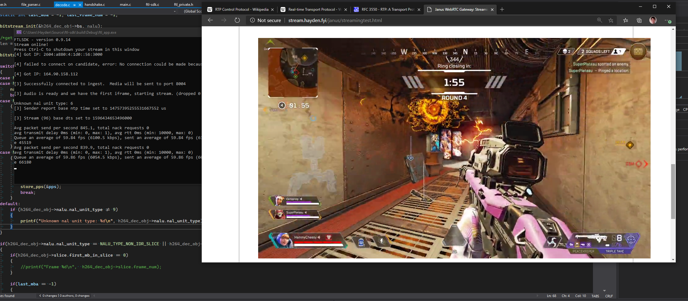 FTL transmitting video to a browser via Janus WebRTC