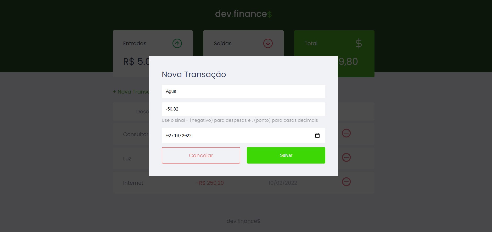 dev-finance-modal