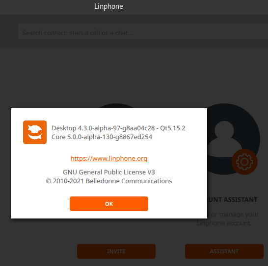 Sucessful building linphone-desktop 4.3.0-alpha-98 RPM package for ...