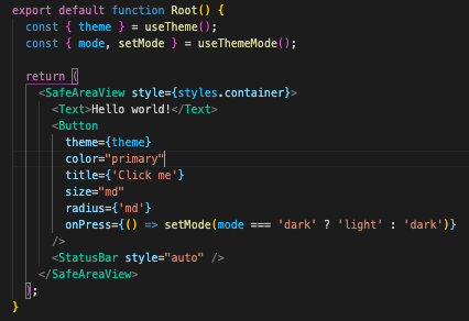 Custom theme is not applied to the rne components · react-native ...