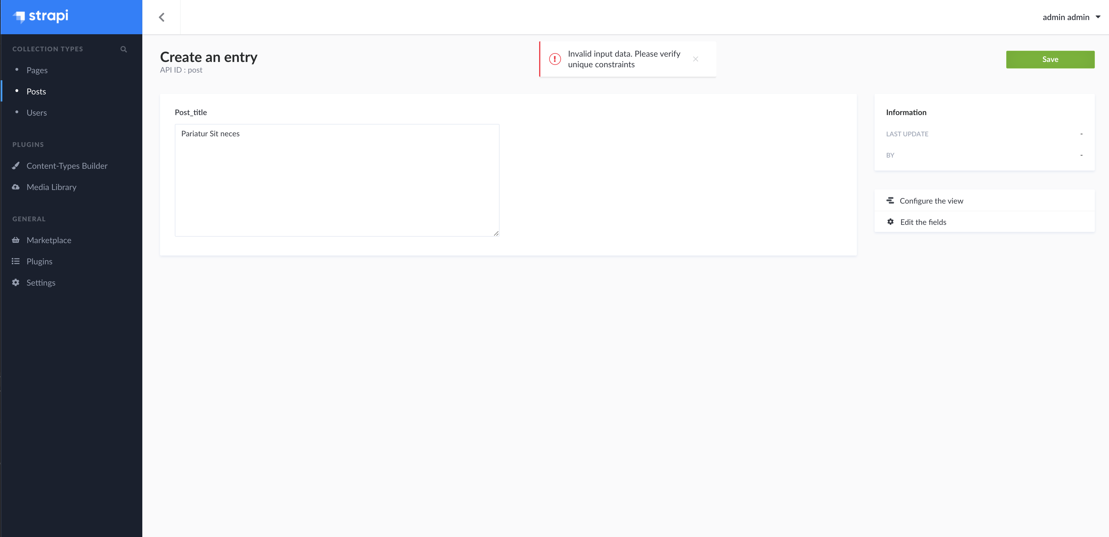 Multiple database connections: Invalid input data. Please verify input ...