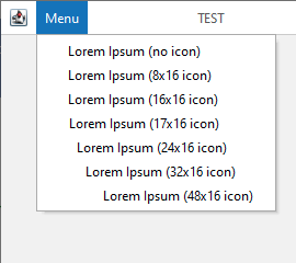 Menu items with icons of different sizes are not vertically aligned ...