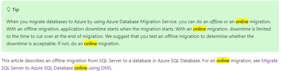 DMS online migration for Azure SQL DB · Issue #71200 · MicrosoftDocs ...