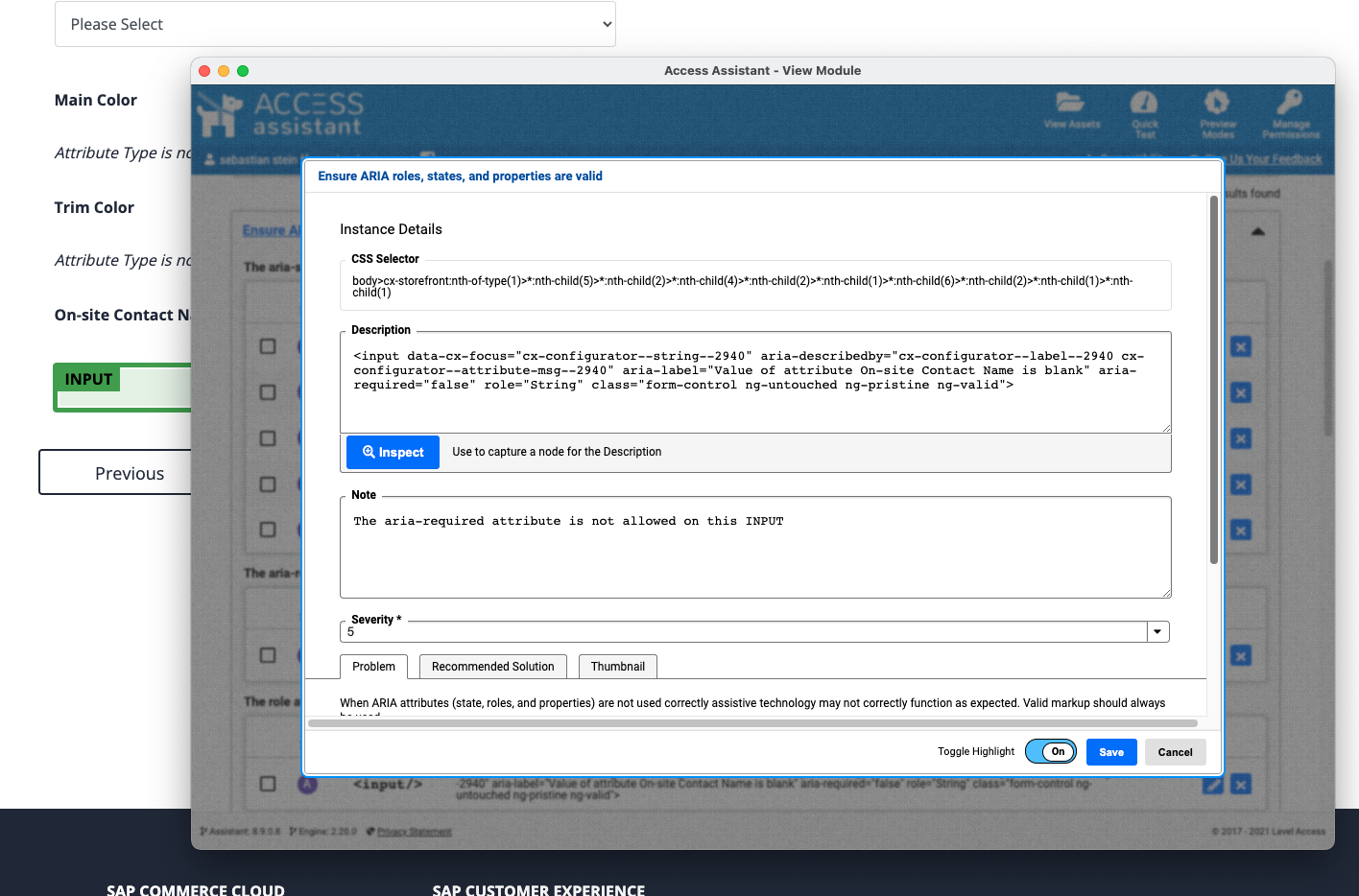AMP Ariarequired not allowed on input field (Severity 5) · Issue