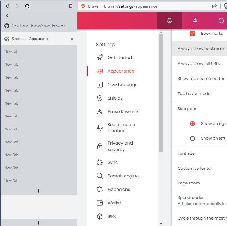Vertical Tab strip's new tab button is grouped with tabs, leaves a