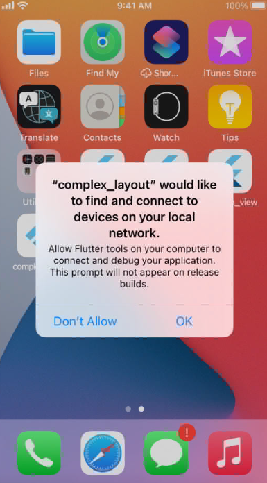 complex_layout_ios__start_up brings up a system dialog that makes next ...