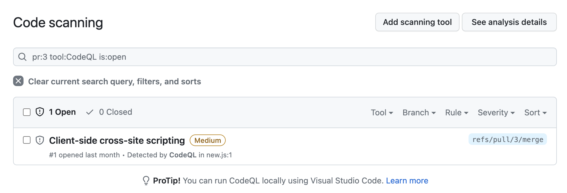 code scanning on the slide-out enablement panel on the security coverage page