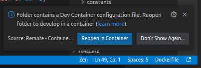 How to reopen a project in a container