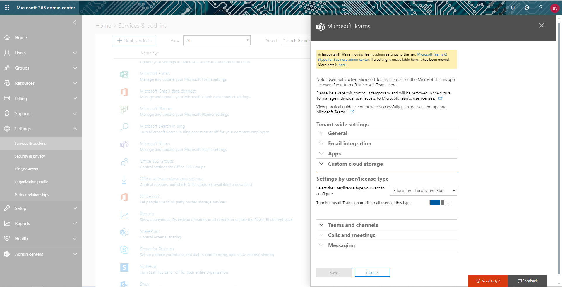 Microsoft Teams - Services   Add-ins