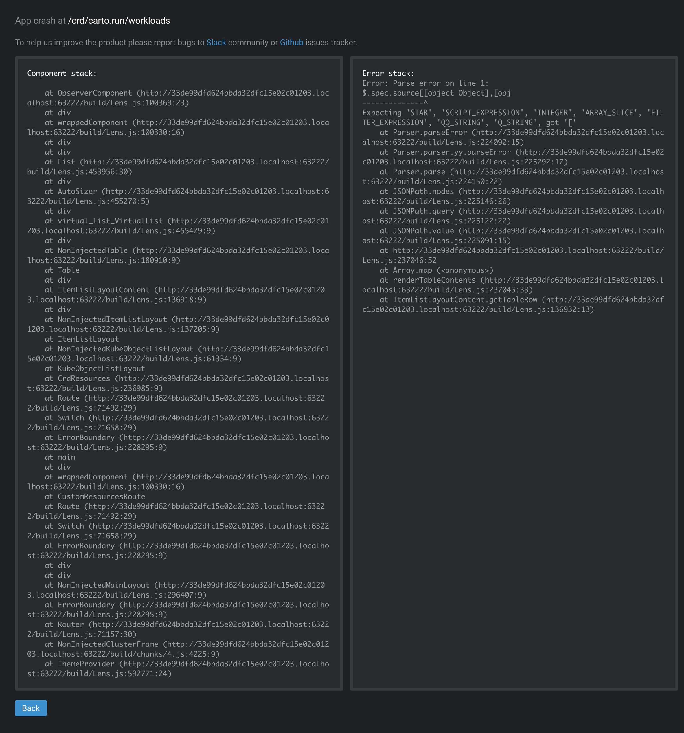 Lens crashes when showing Cartographer's Workload · Issue 5314