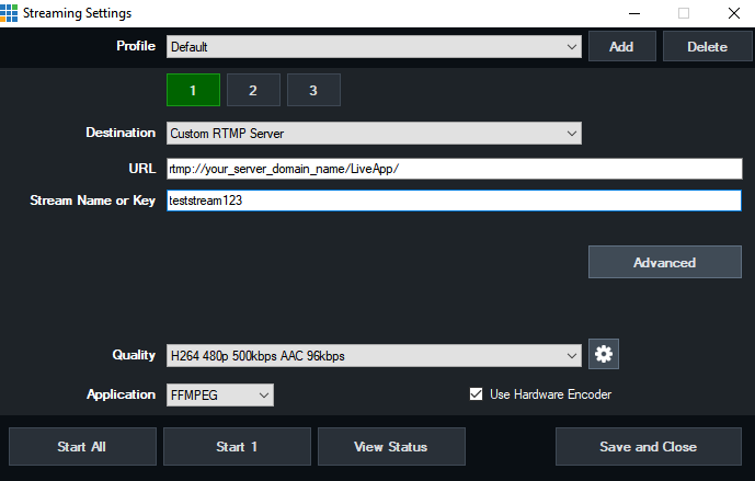 vmix audio output settings