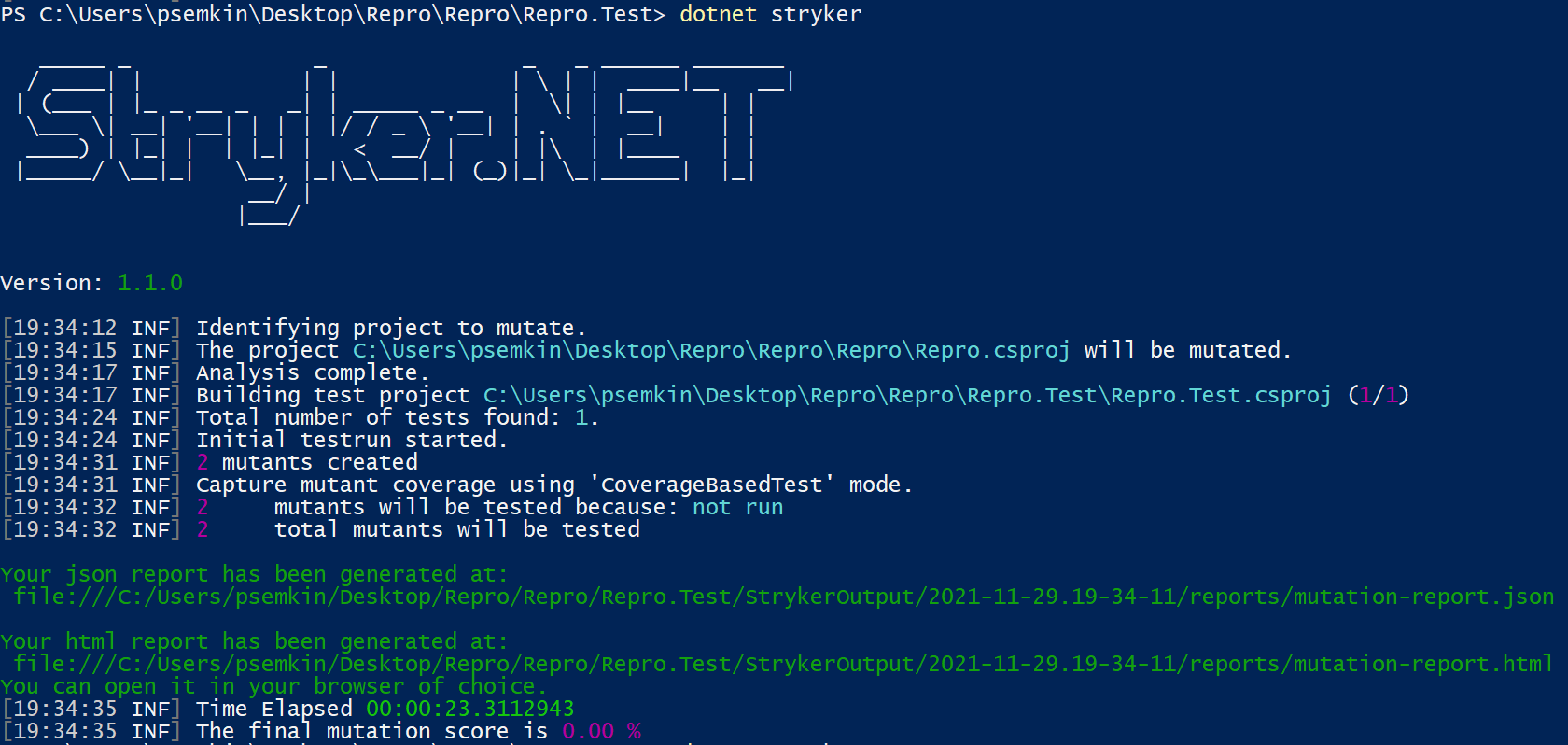 Stryker reports NaN instead of 0% for code without real tests · Issue ...