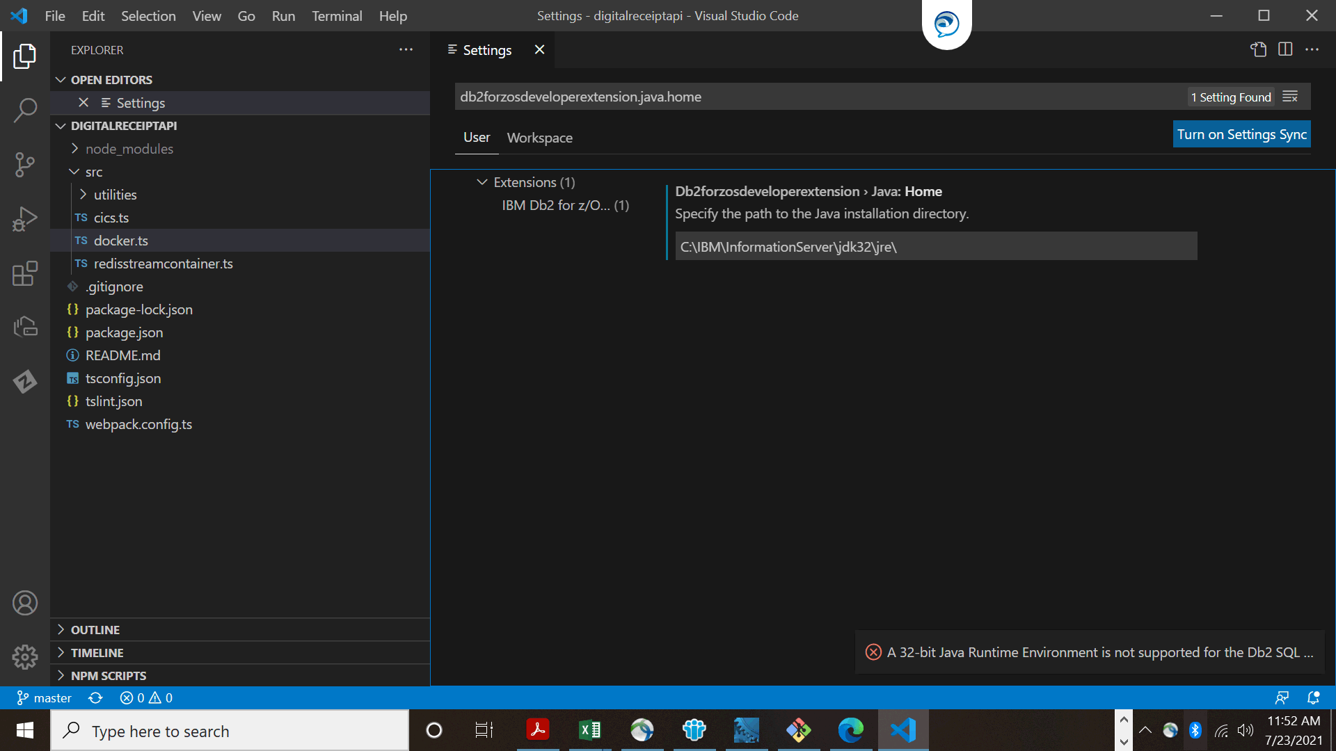Java runtime path is not configured correctly for the Db2 SQL Service ...