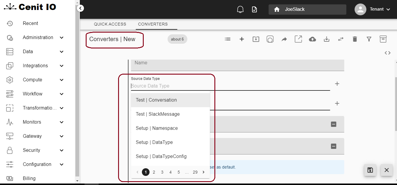 Converter Selecting Source Data Type