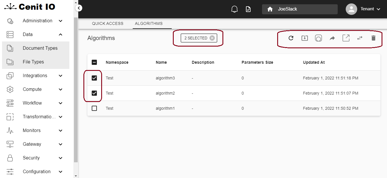 Generic menu two selected