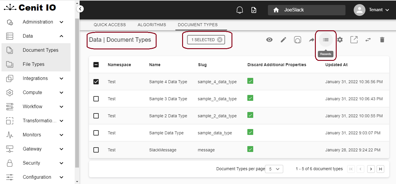 Generic 1 data type selected