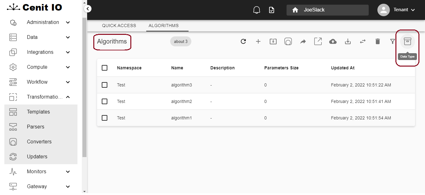Generic menu Data Type
