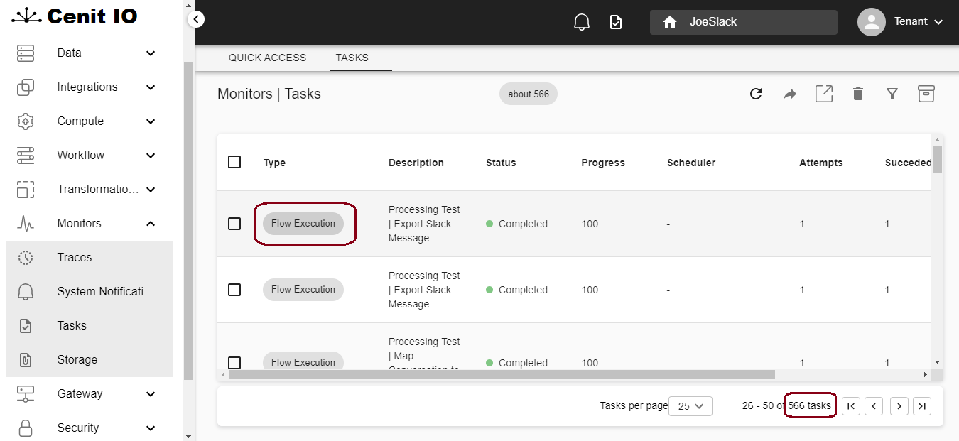Task list click flow