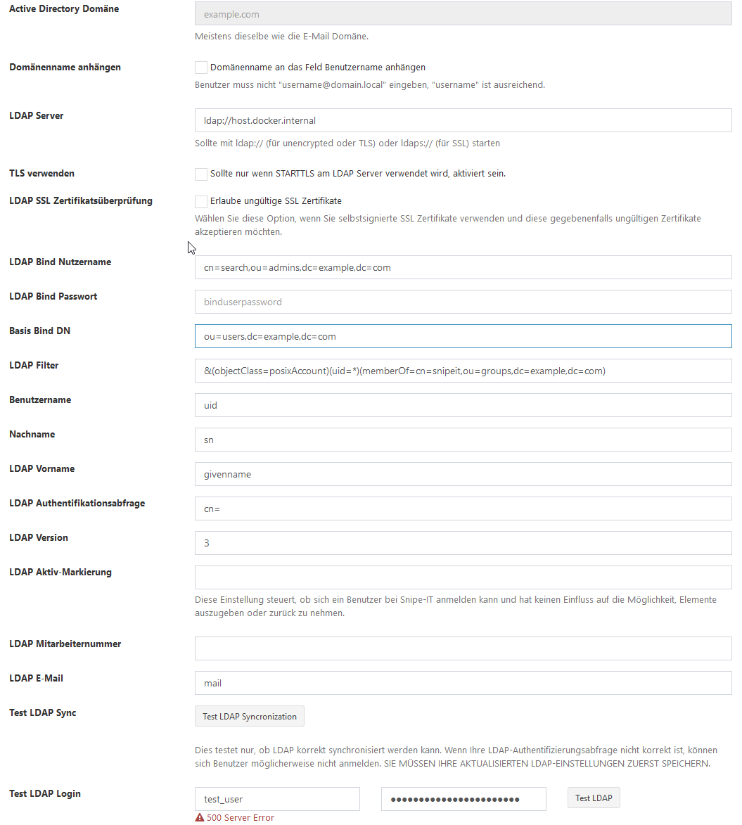 LDAP Login Test - 500 Server Error · Issue #9273 · grokability/snipe-it ...