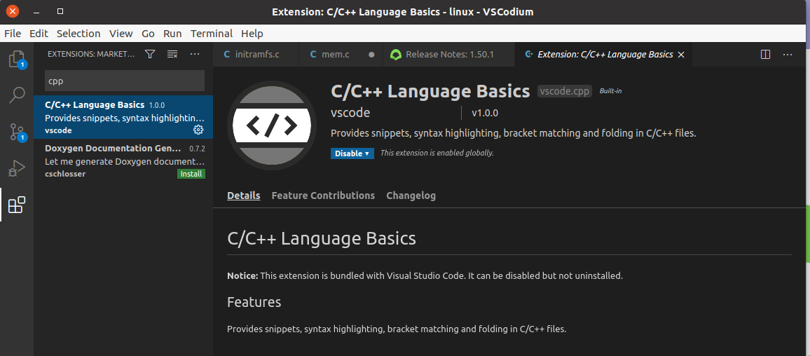 ccptools built-in not enabled properly? · Issue #530 · VSCodium ...