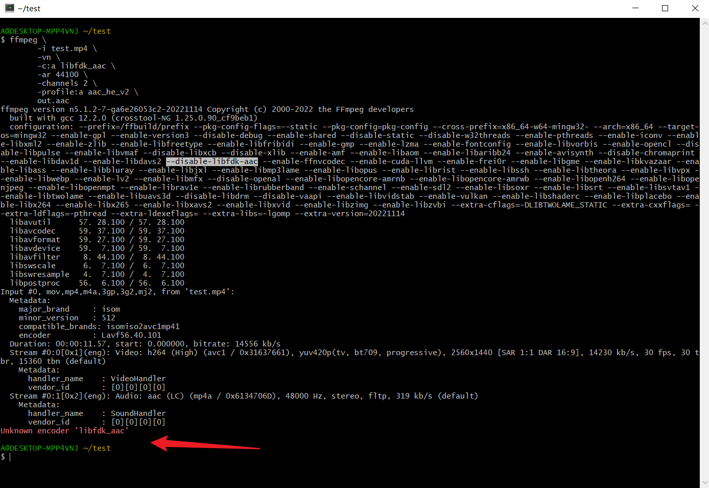 Unknown encoder libfdk aac issue 216 btbn ffmpeg builds github