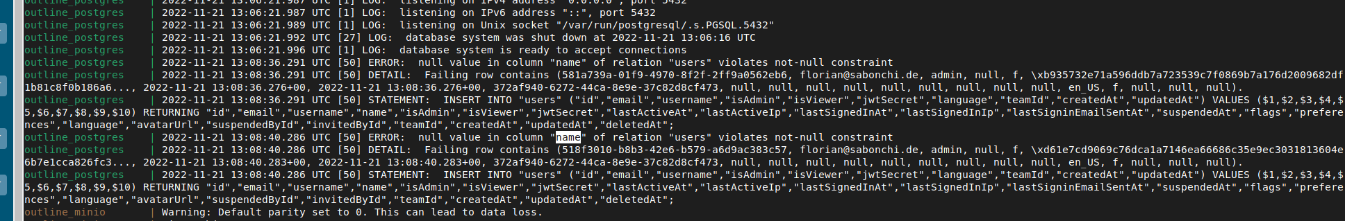 null value in column "name" of relation "users" violates not-null ...
