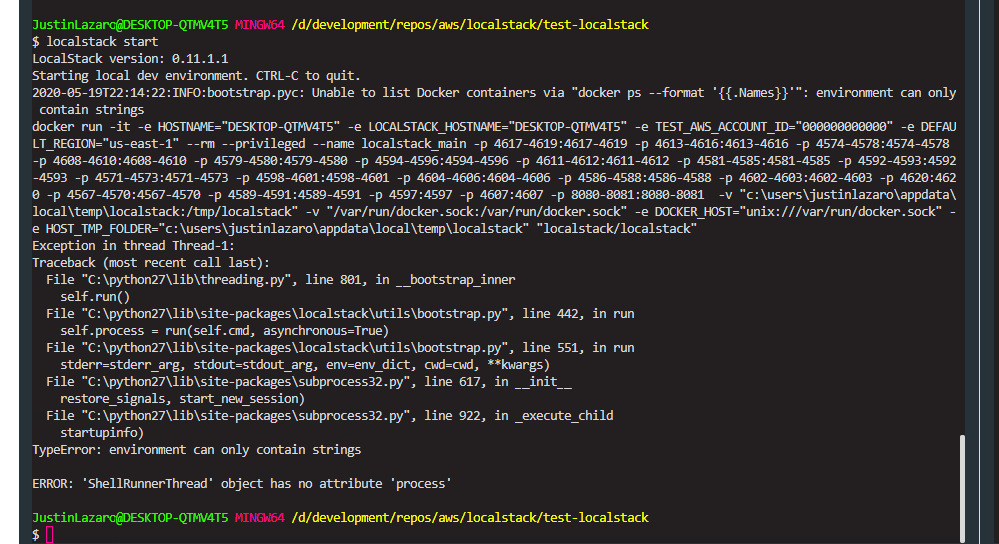 stuck in Waiting for all LocalStack services to be ready · Issue #2439 ...