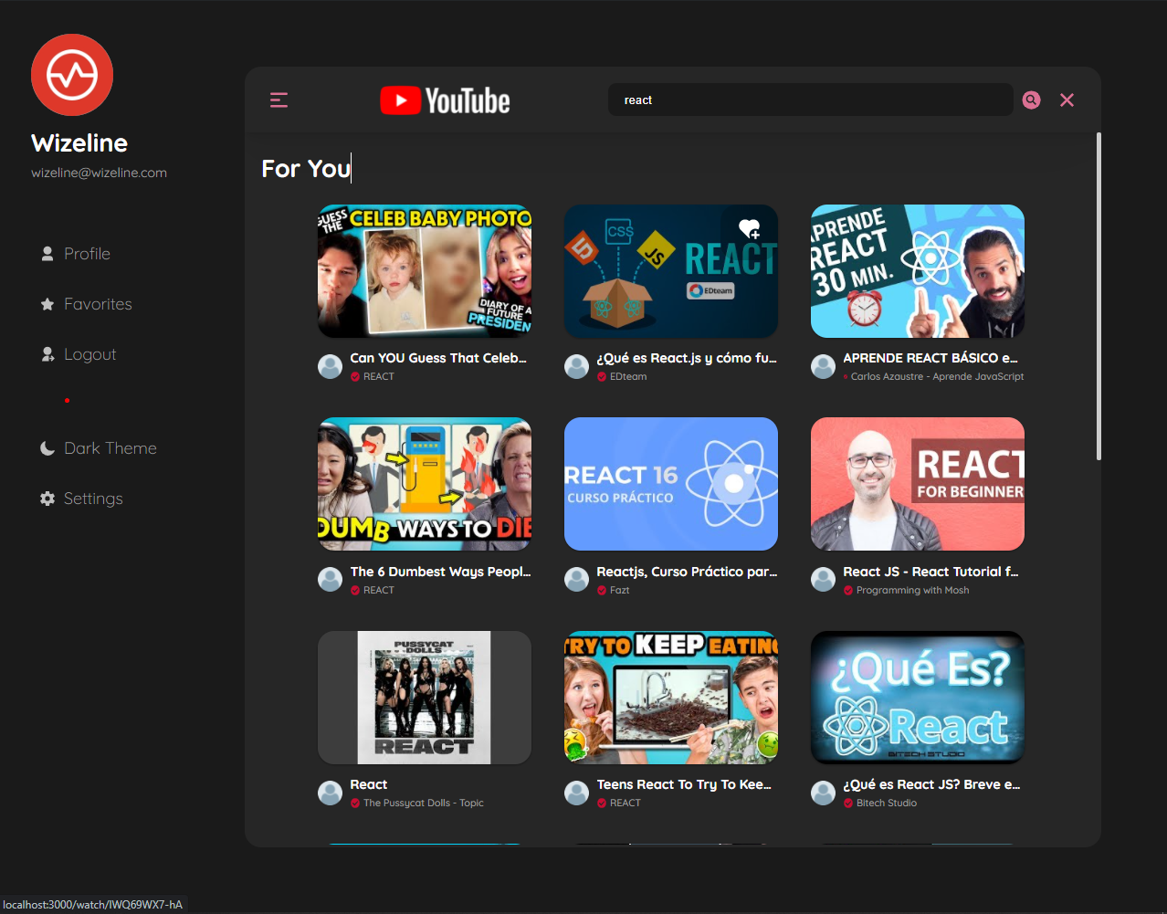 YouTube clone app using the YouTube v3 API.