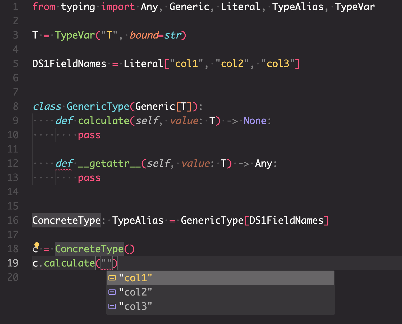 Unable to autosuggest members with typing.Literal types when used in ...