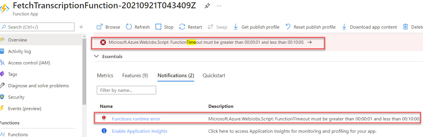 How to change function timeout for FetchTranscrriptionFunction · Issue ...