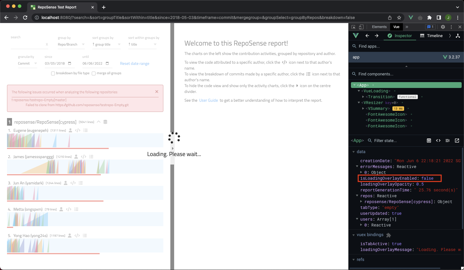 GitHub Actions: Cypress tests are failing · Issue #1784 · reposense ...