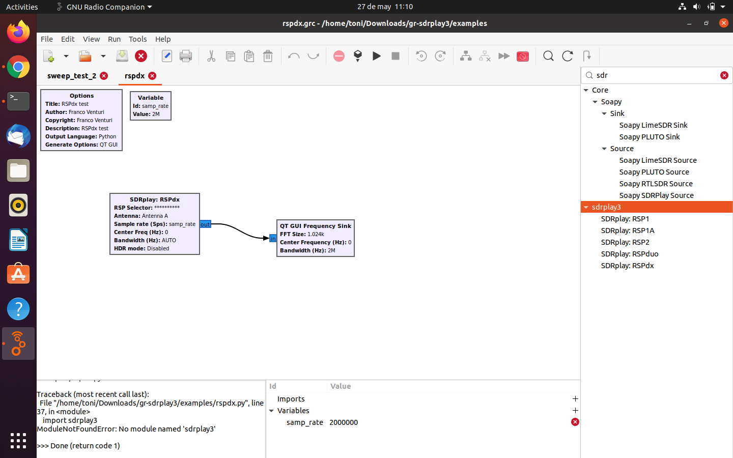 SDRplay with GNU Radio in Ubuntu · Issue #4673 · gnuradio/gnuradio · GitHub