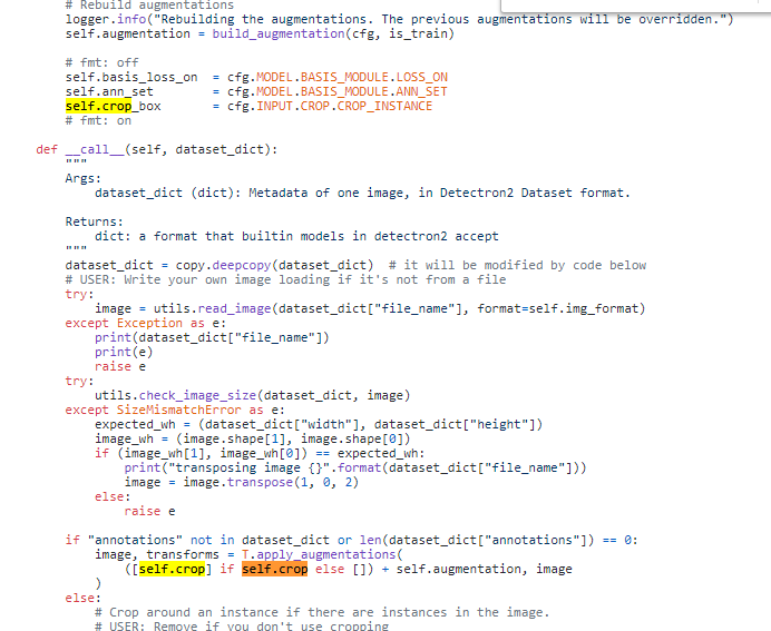 AttributeError: 'DatasetMapperWithBasis' object has no attribute 'crop ...