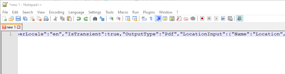 Notepad Single Line Json