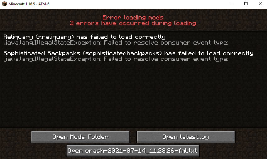 [1.6.14] Startup Crash Due To Error Loading Mods · Issue #1993 ...
