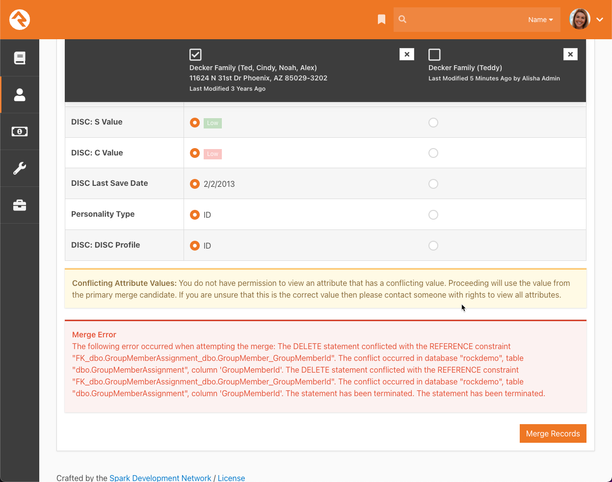 Exception occurs when merging two people with scheduling preferences ...