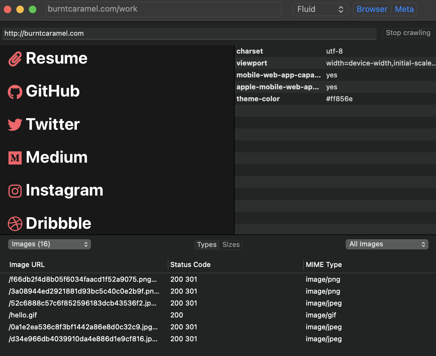 Lantern standard view. Browser on left, metadata on right.