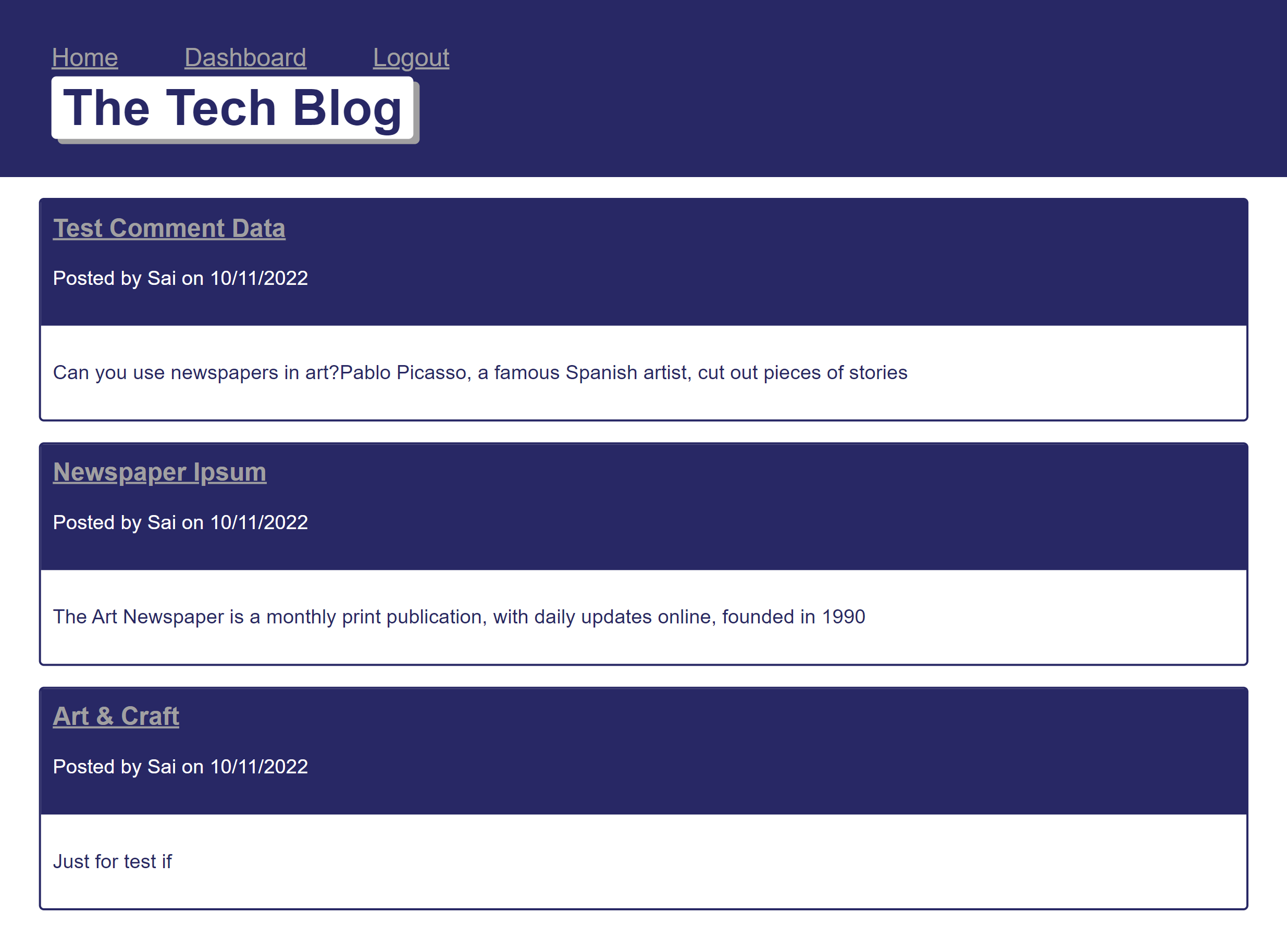 Techblog Mu GitHub - VaishaliQA/Tech_Blog: CMS-style Tech blog application