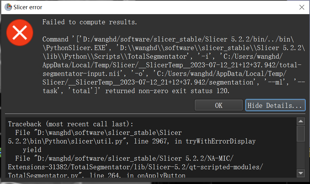 BUG · Issue #28 · lassoan/SlicerTotalSegmentator · GitHub