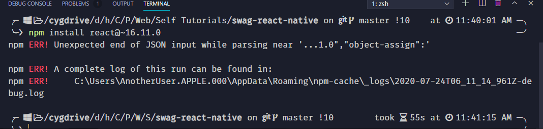 Bug: React 16.11.0 Install error: Unexpected end of input · Issue ...