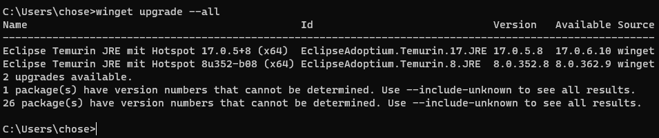 Winget Refuses To Update Packages Ignoring all As Well Issue 2891 