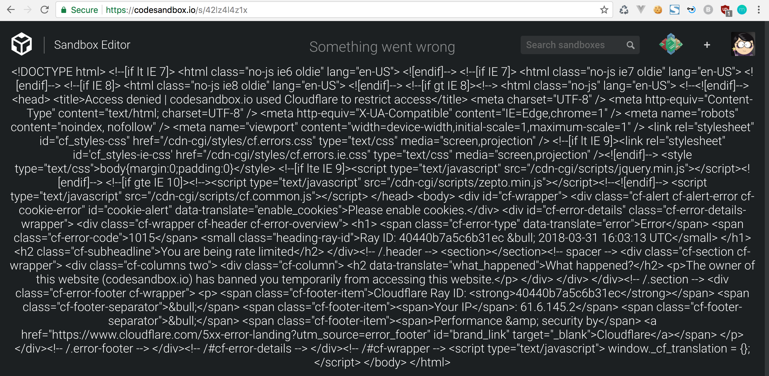 Unable to load public sandbox · Issue 678 · codesandbox/codesandbox