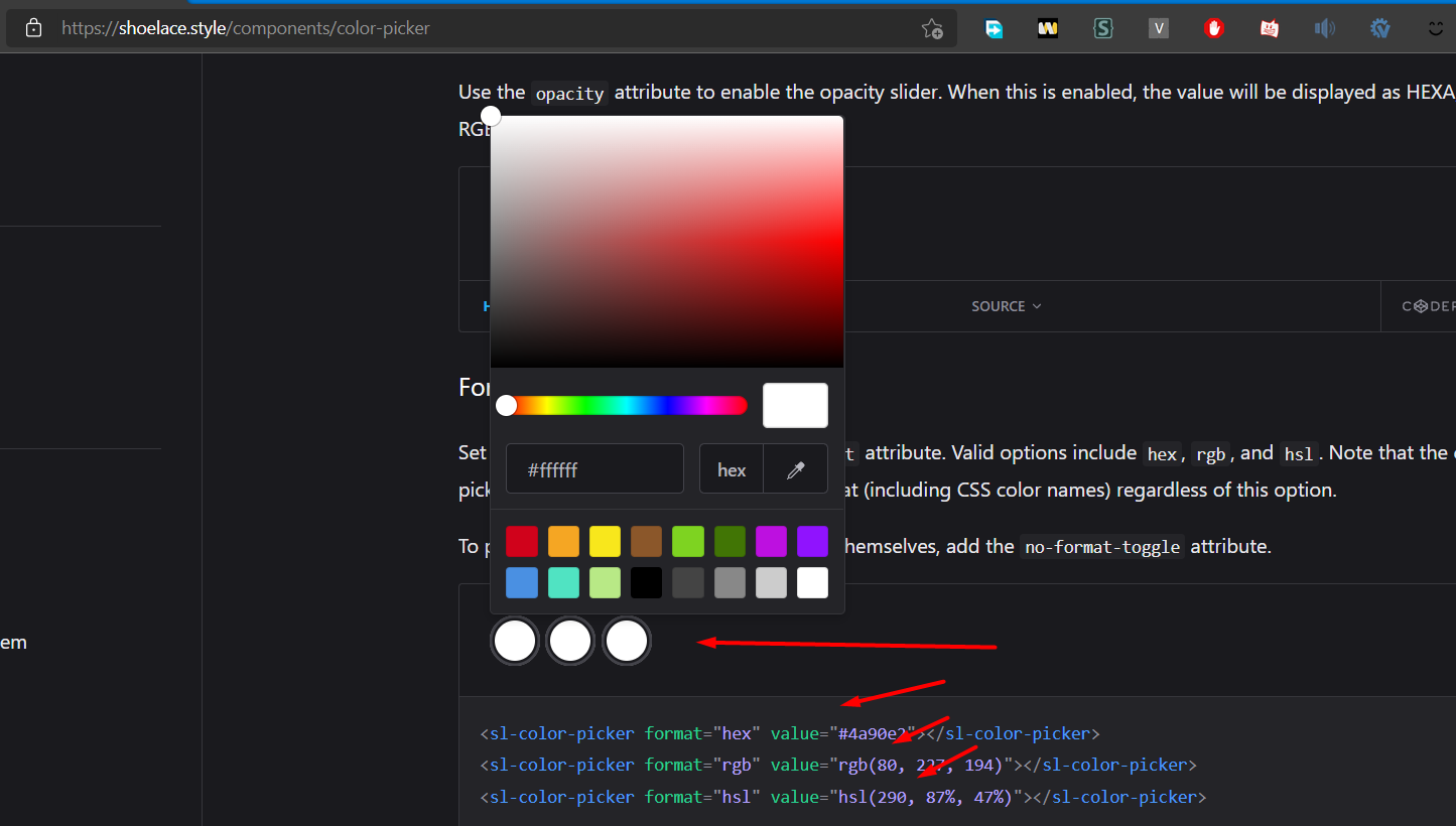 You cannot insert slcolorpicker with predefined value · Issue 704