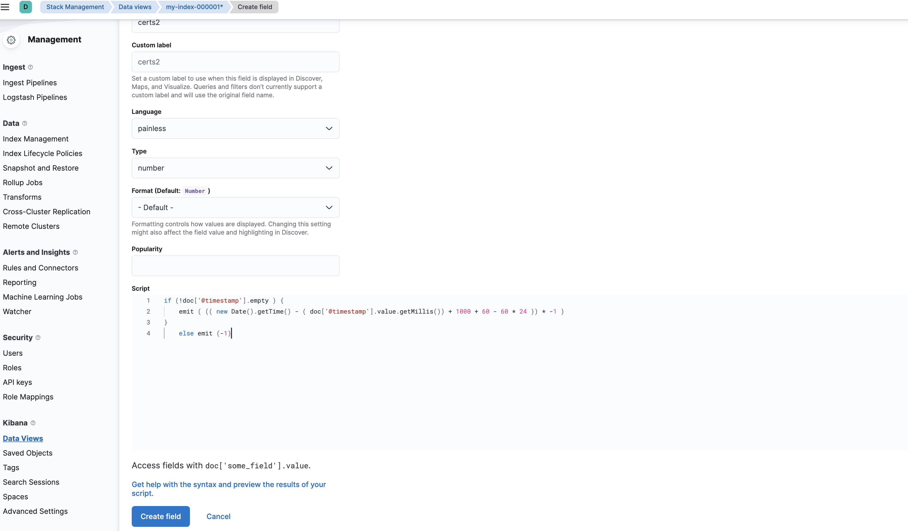 Kibana handles runtime field scripts differently than Elasticsearch ...