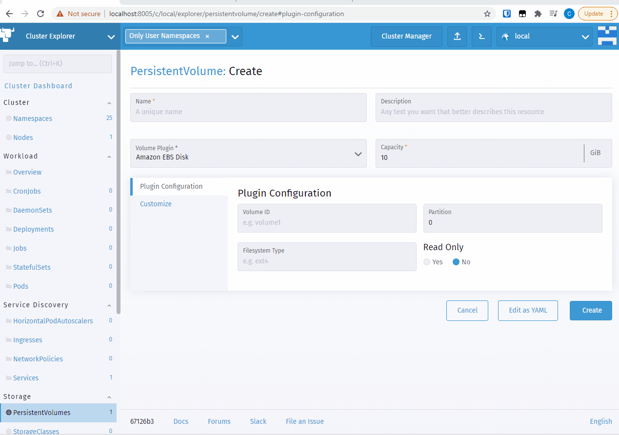 Create PVC from PV fails · Issue 2380 · rancher/dashboard · GitHub